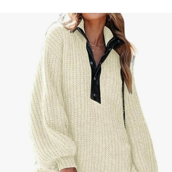 VNIRA Women’s Turtle Neck Knit Sweater, Medium size, color White - Picture 5 of 7